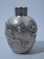 Antique Chinese Export Silver Tea Canister C 1900