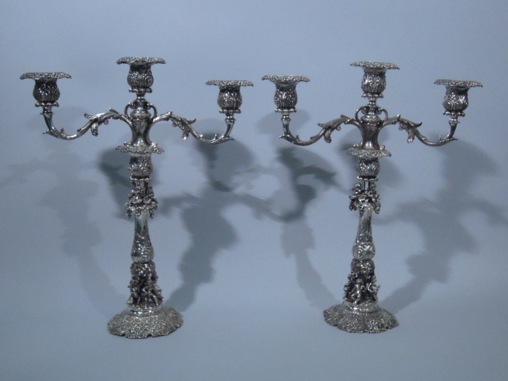 Pair of German 800 Silver Rococo Candelabra C 1900