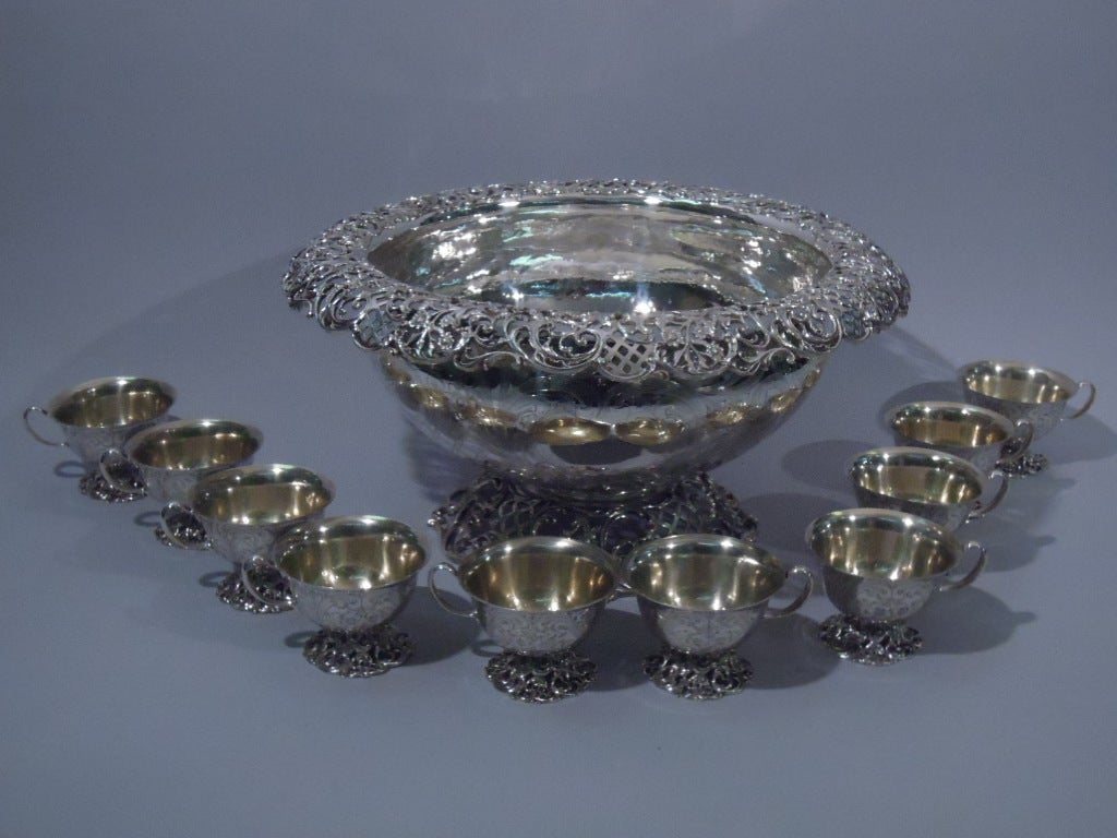 Women's or Men's JE Caldwell Sterling Silver Punch Bowl with 10 Cups