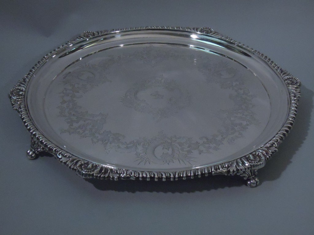 Victorian Salver - Georgian Revival - English Sterling Silver - 1897 In Excellent Condition In New York, NY