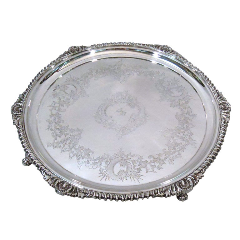Victorian Salver - Georgian Revival - English Sterling Silver - 1897