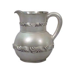 Vintage Tiffany Wave Water Pitcher - American Sterling Silver - C 1910
