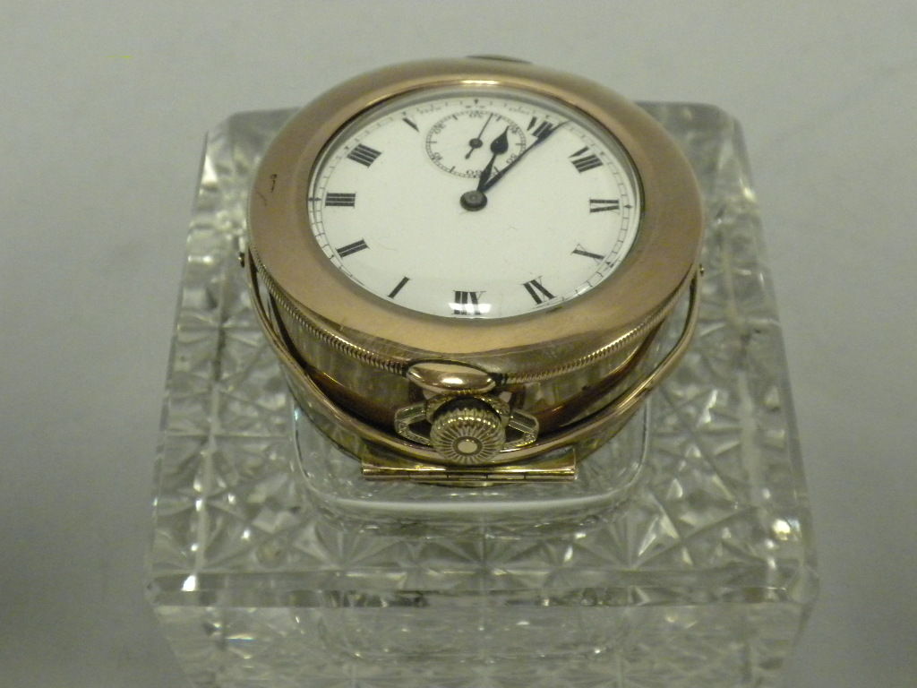 Edward VII 9 Carat Gold Mounted Crystal Inkwell, 1907 5