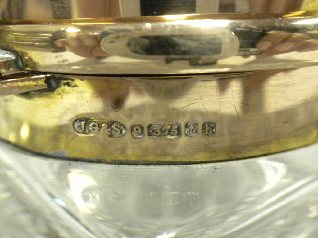 Edward VII 9 Carat Gold Mounted Crystal Inkwell, 1907 7