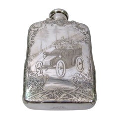 Tiffany Flask with Early Automobile C 1895