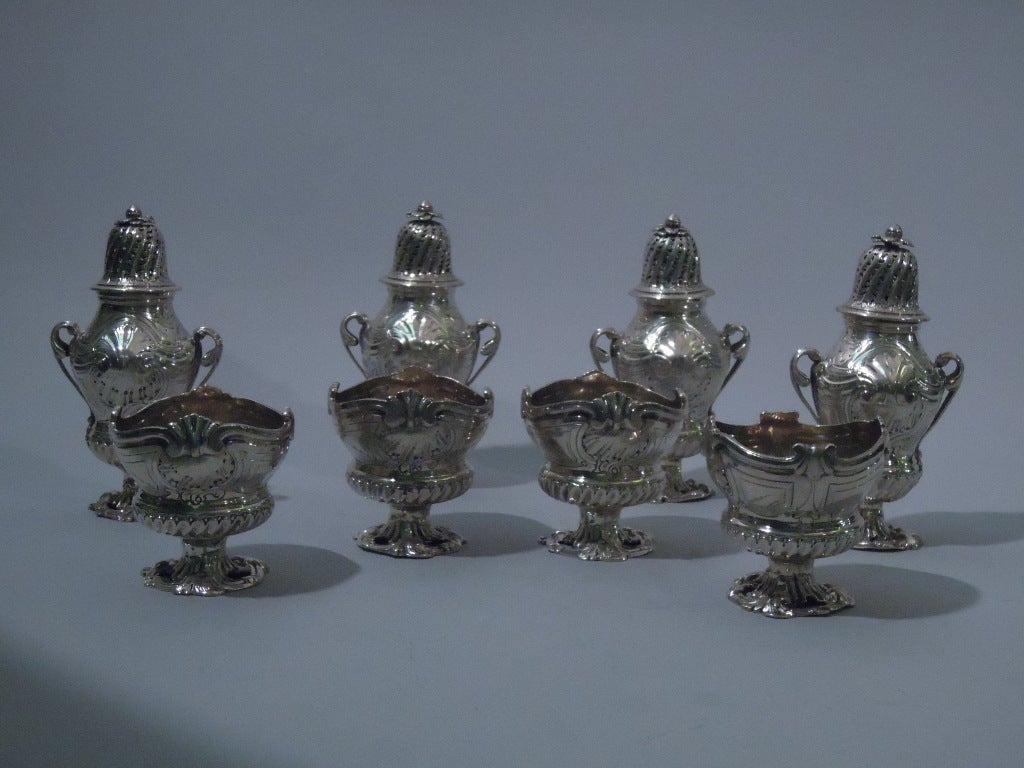 Edwardian Open Salts & Sugar Casters - Rococo - English Sterling Silver