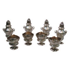 Vintage Edwardian Open Salts & Sugar Casters - Rococo - English Sterling Silver