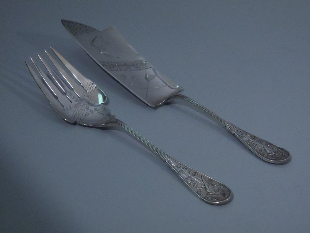 Tiffany Japanese Fish Set - Aesthetic Movement - American Sterling Silver