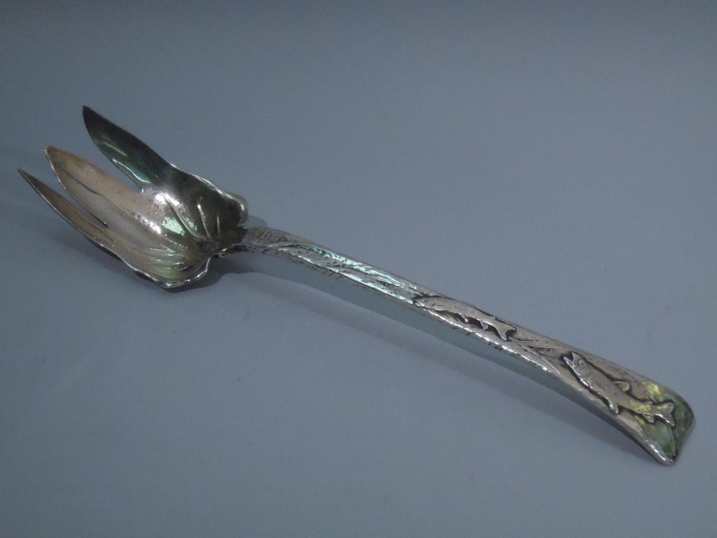 Tiffany Sterling Silver Salad Set with Applied Lap Over Edge In Excellent Condition In New York, NY
