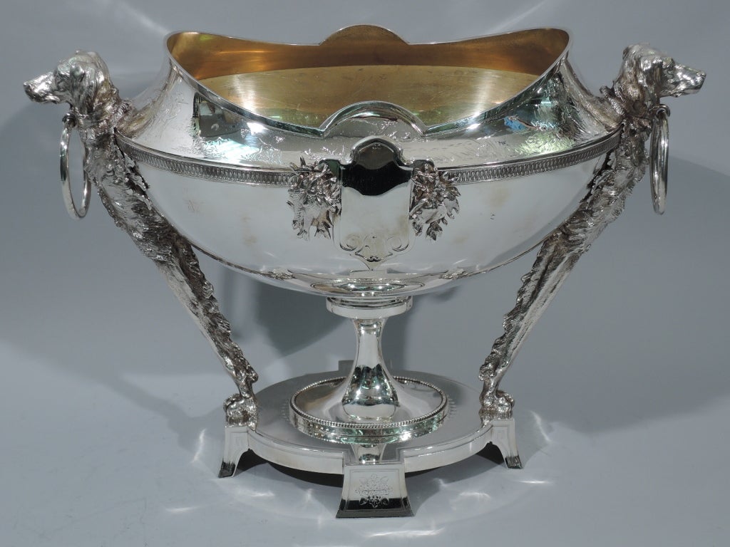 Gorham Dog Centerpiece Bowl with Hunt Theme 1869