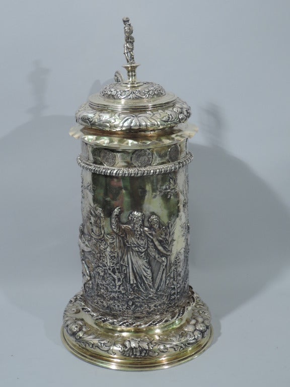 Large German Silver Gilt Tankard with Classical Frieze