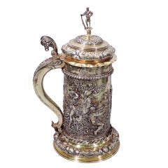 Large German Silver Gilt Tankard with Classical Frieze