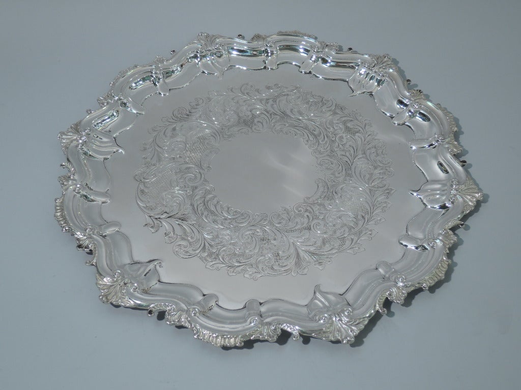 Georgian-Style Serving Tray - Canadian Sterling Silver - by Birks / Roden In Excellent Condition In New York, NY
