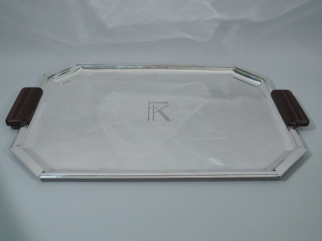 Art Deco Serving Tray Modern and Geometric French 950 Silver C
