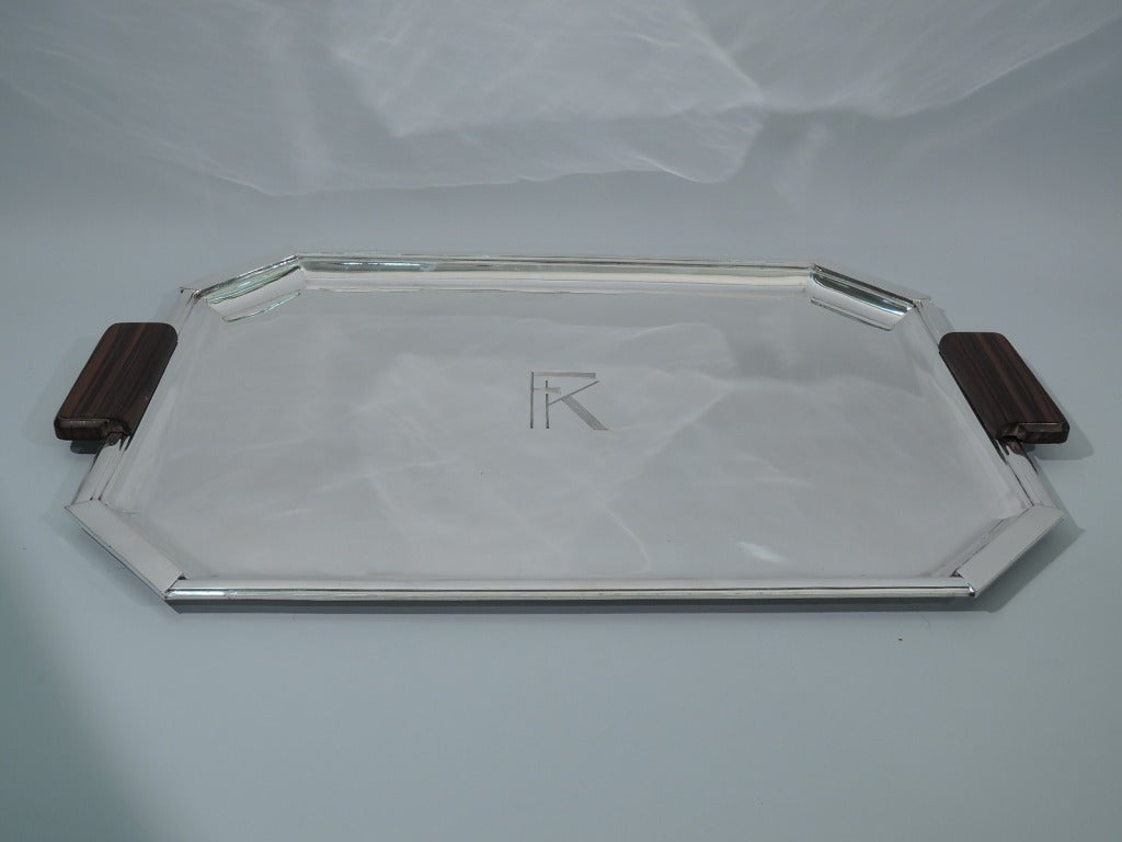 Art Deco Serving Tray - Modern & Geometric - French 950 Silver - C 1925 In Excellent Condition In New York, NY