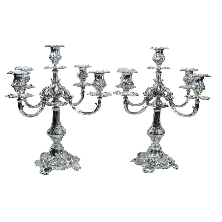 Pair of Reed & Barton Cinq Fleurs Sterling Silver 5-Light Candelabra 