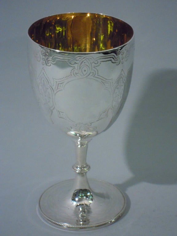 Victorian Goblet - Quatrefoils & Strapwork - English Sterling Silver - 1864 1
