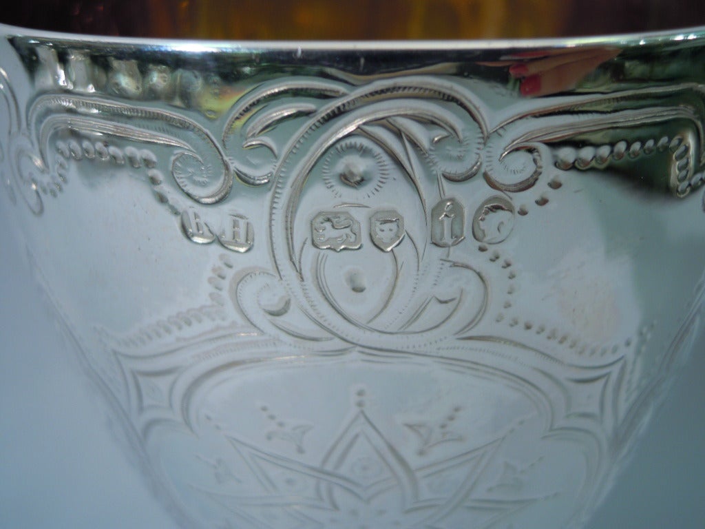 Victorian Goblet - Quatrefoils & Strapwork - English Sterling Silver - 1864 5