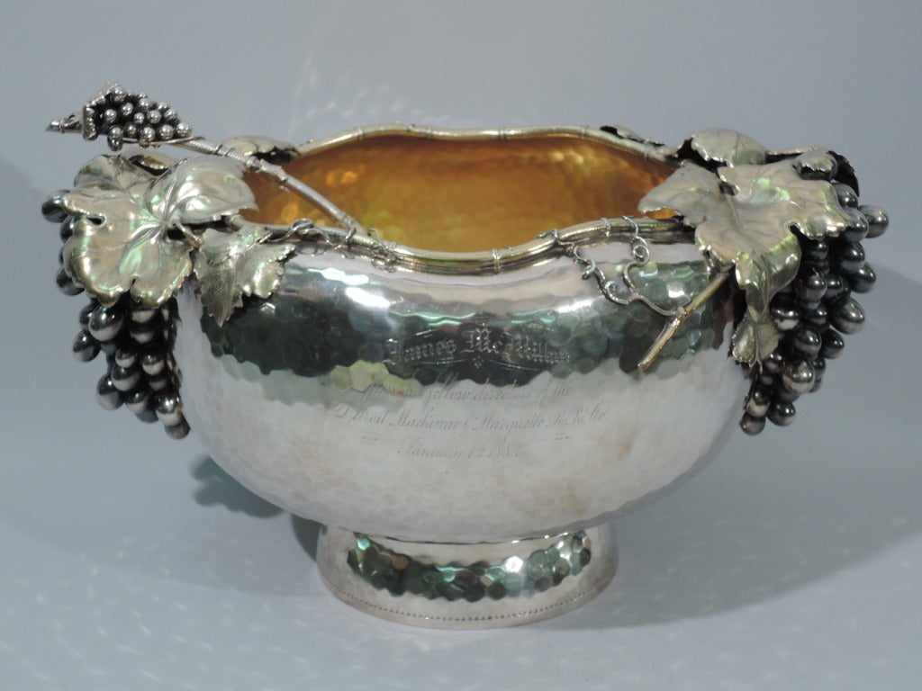 Women's or Men's Gorham Punch Bowl with Ladle - Gilded Age - American Sterling Silver - 1881