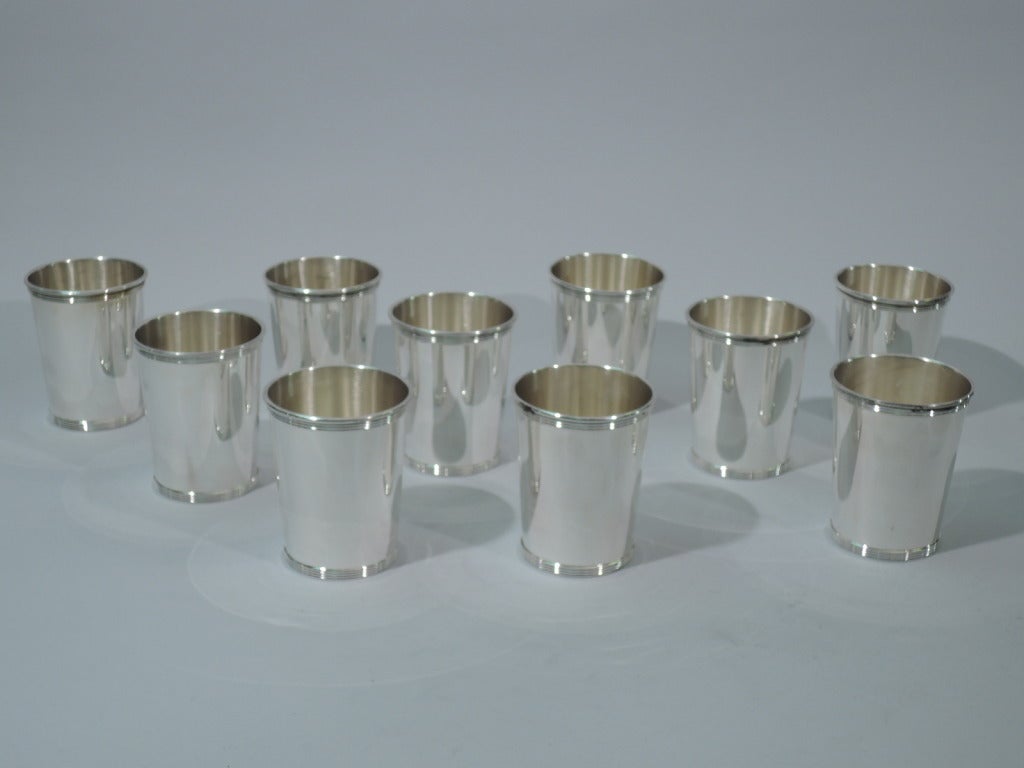 Mint Julep Cups - 10 Juleps - American Sterling Silver - C 1940