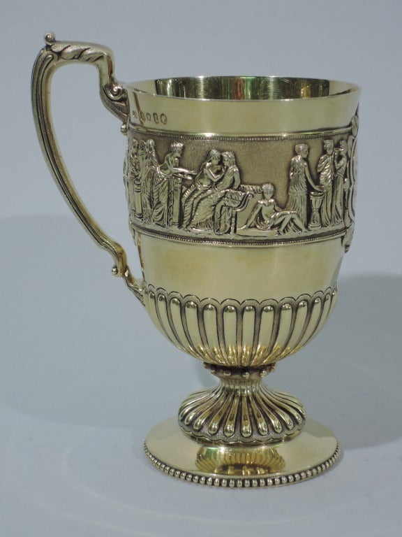 Victorian Mug - Greek Revival - English Sterling Silver Gilt - 1874 1