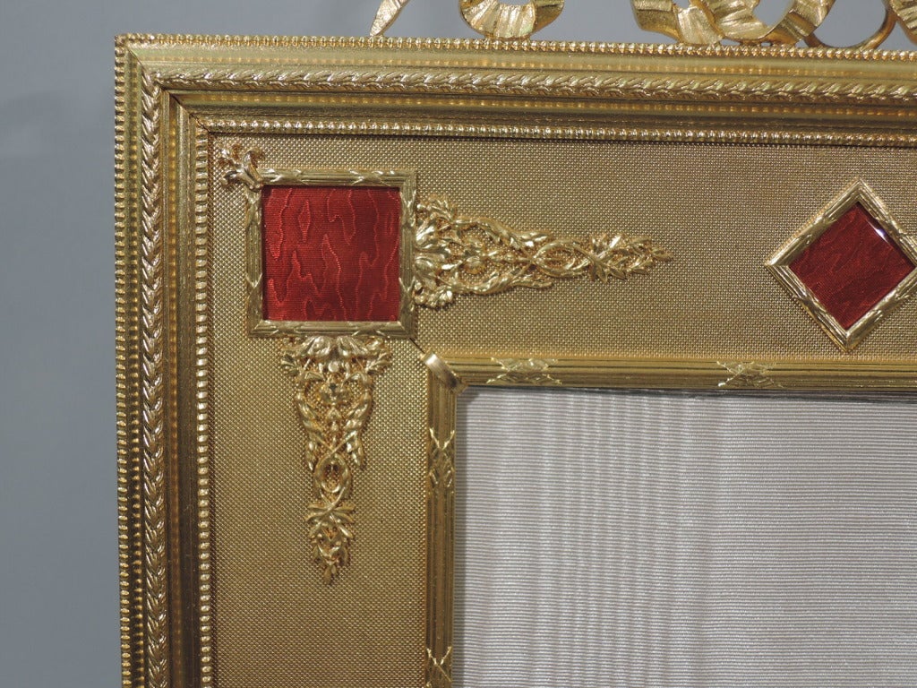 Belle Epoque Frame - Large - French Dore Bronze & Red Enamel  - C 1900 4