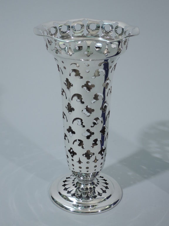 Tiffany Vase - Pierced with Cobalt Glass - American Sterling Silver - C 1902 1