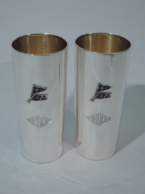 Nautical Bar Set - Cups & Tumblers - American Sterling Silver & Enamel 1