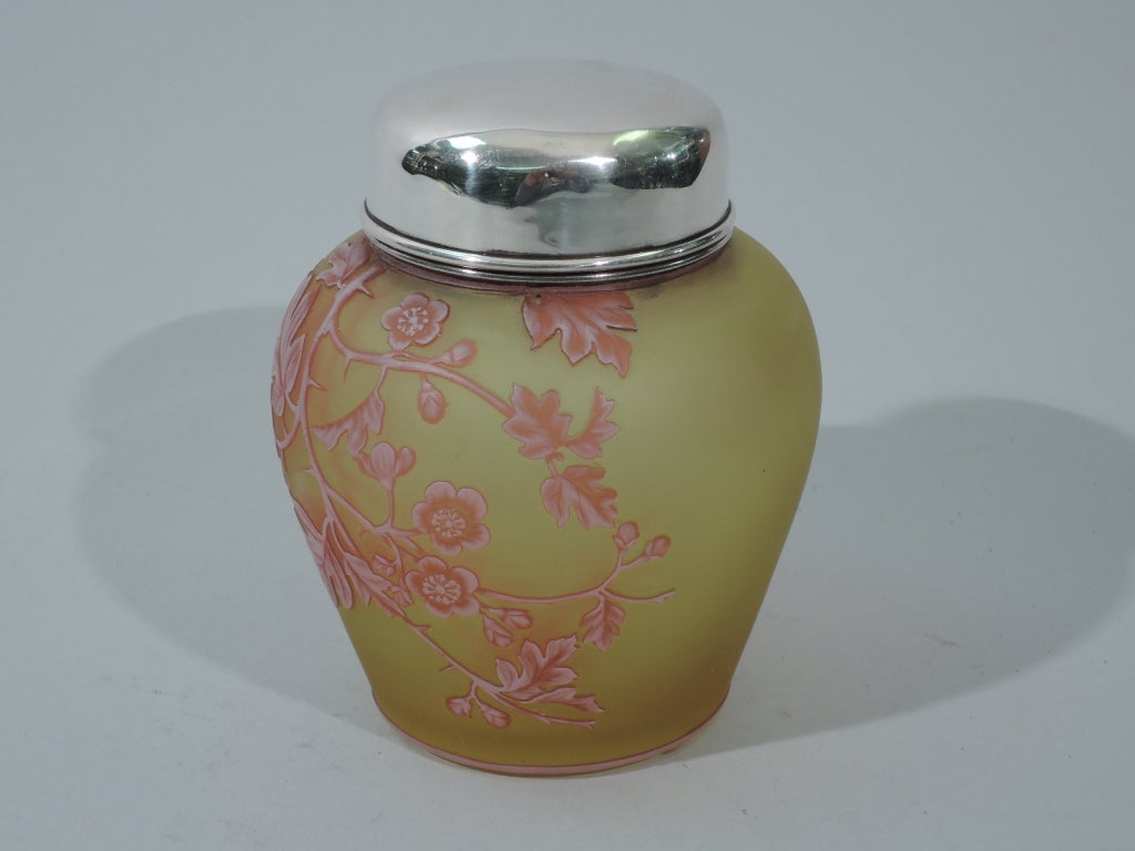 Women's or Men's Thomas Webb Tea Caddy - English Art Nouveau - Citrine Cameo Glass