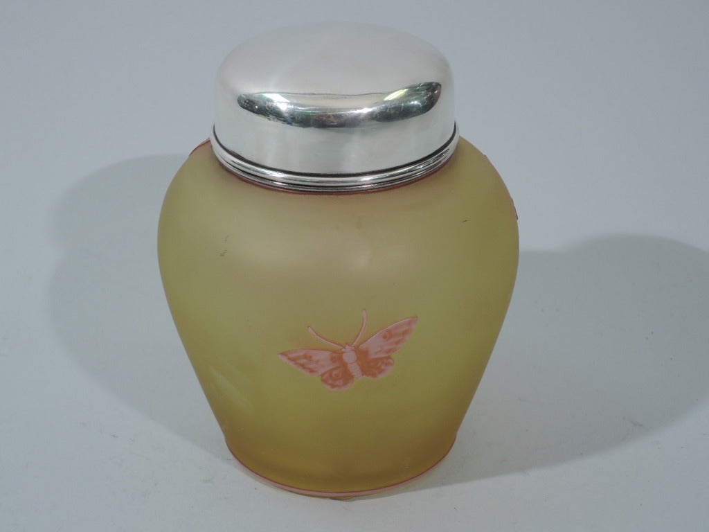 Thomas Webb Tea Caddy - English Art Nouveau - Citrine Cameo Glass 2