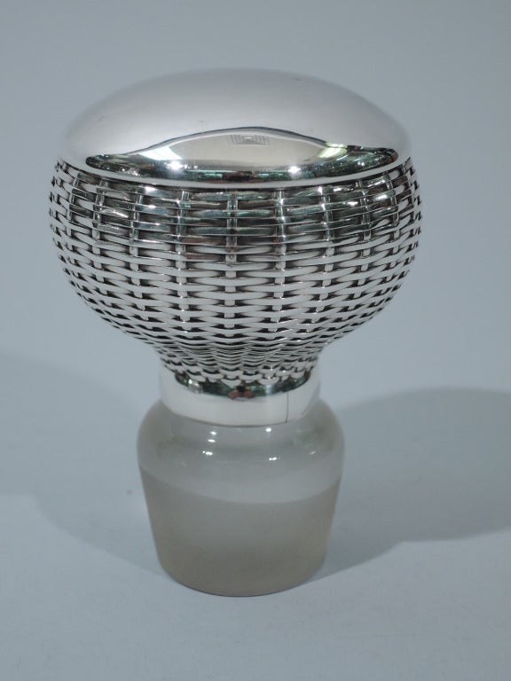 Japanese Glass Decanter with Silver Overlay in Basket Motif 1
