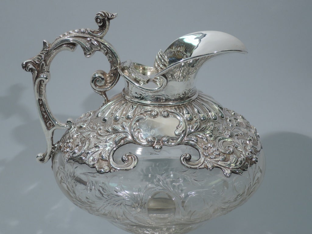 Women's or Men's George V Decanter - English Sterling Silver & Etched Crystal - 1916