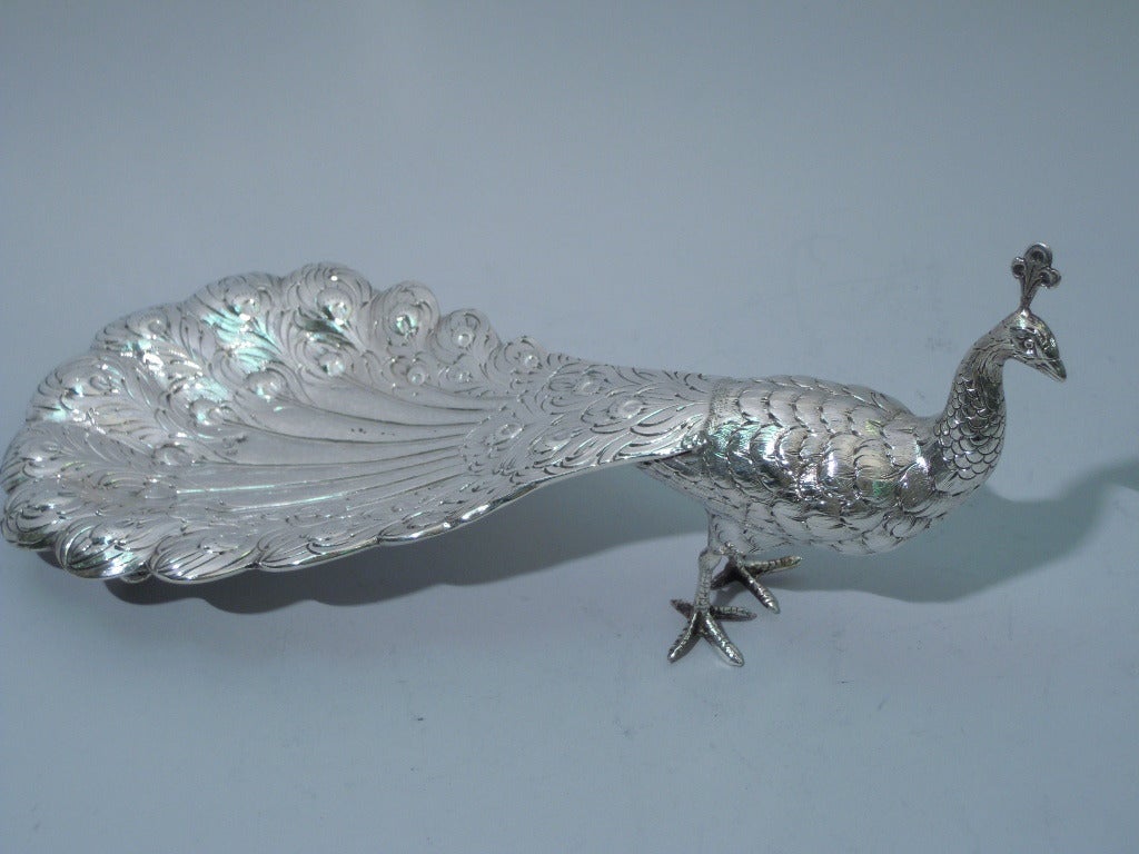 Peacocks - Pair of Beautiful Birds - German Silver - C 1900 In Excellent Condition In New York, NY