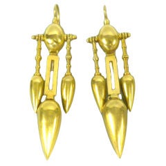 Victorian 15 Karat Yellow Gold Earrings Circa 1870