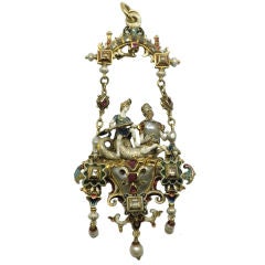 Renaissance Revival Gold & Gemstone Pendant, Circa 1880