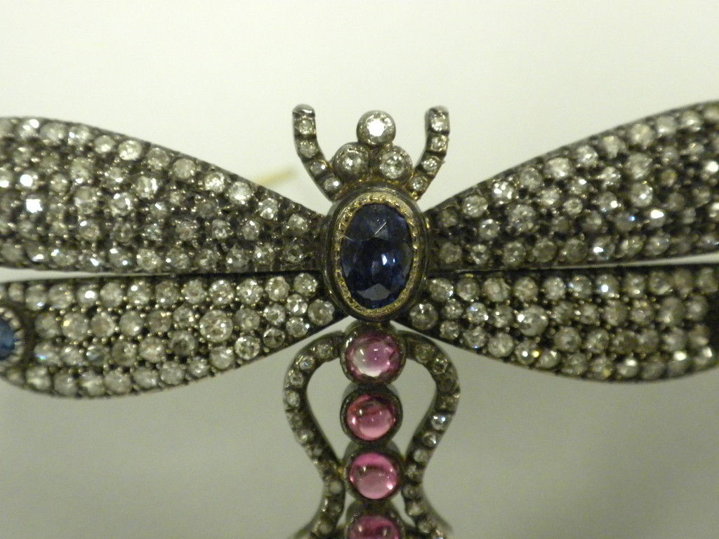 Victorian Antique French Diamond Dragonfly Brooch, Circa 1890