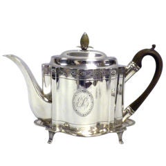 George III Bateman Sterling Teapot on Stand London 1793