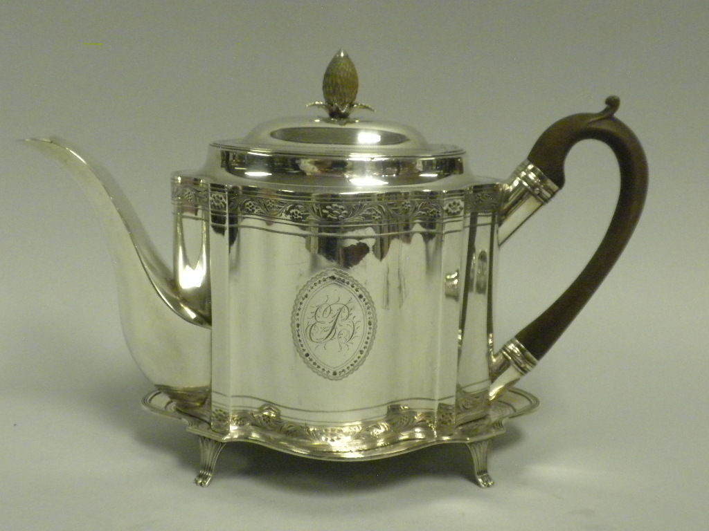 George III Bateman Sterling Teapot on Stand London 1793