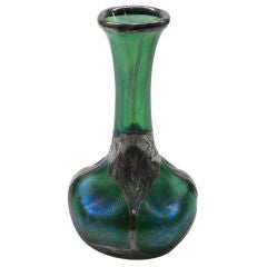 Loetz Art Glass and Sterling Overlay Vase, Circa 1900