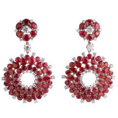 Highly Important Burma Ruby and Diamond Earrings