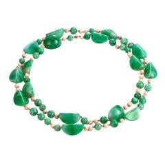 EDMOND CHIN  Rare Jade Ivory Diamond Two Strand Necklace