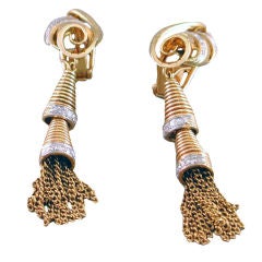 Wonderful gold & diamond retro earrings detachable pendants