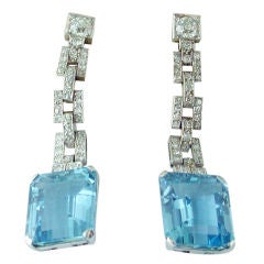 Deco Aqua Diamond Earring