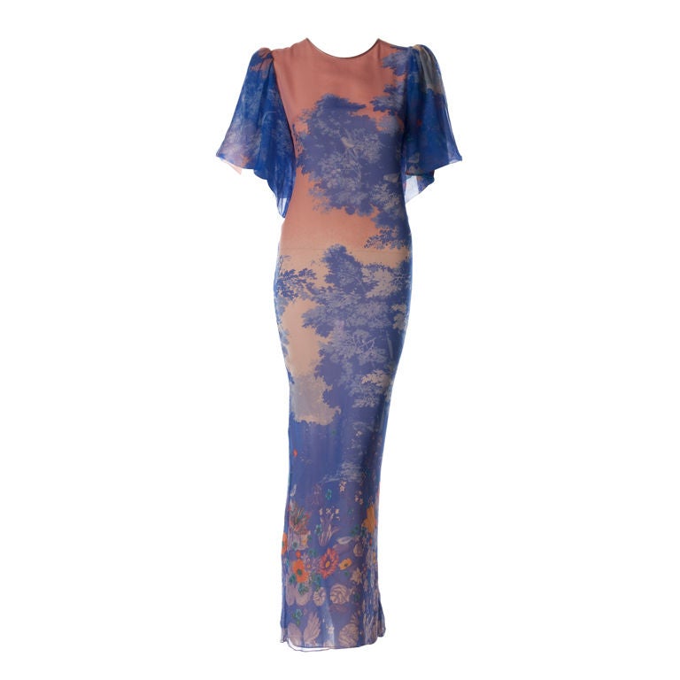 Coquette 1980's Hanae Mori Silk Chiffon Dress For Sale