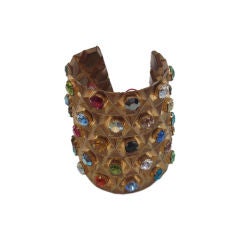 French Vintage Multi Colored Crystal Cuff