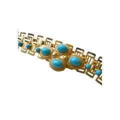 Vintage 1970's Turquoise Stone & Gold Link Belt