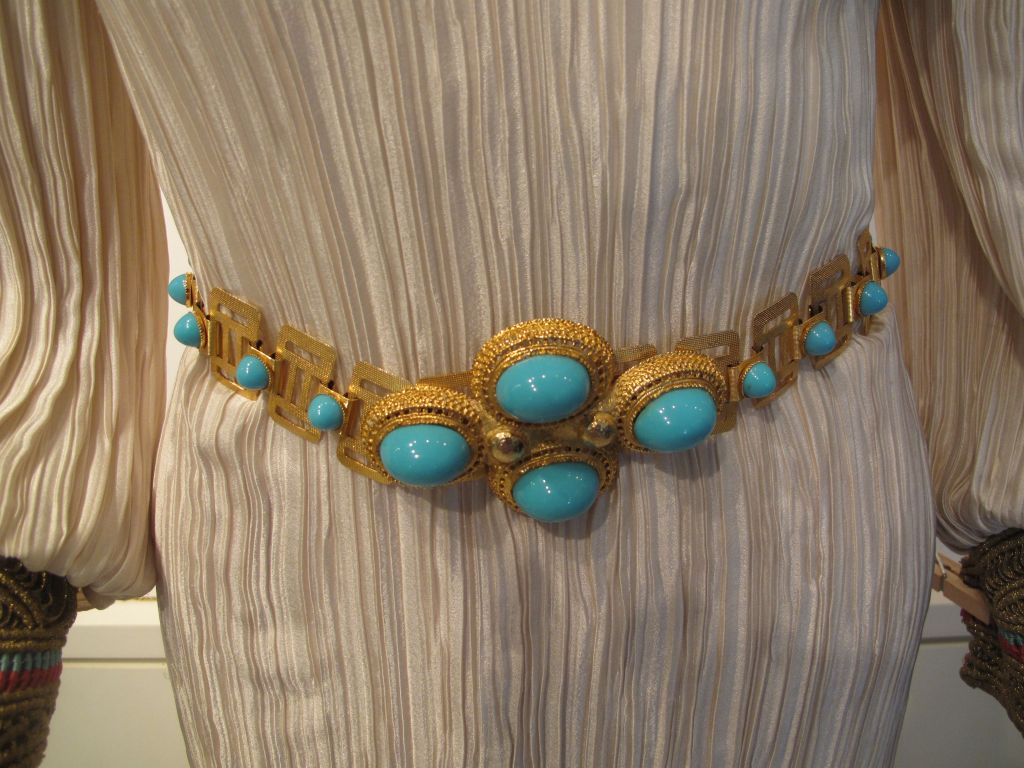 1970's Turquoise Stone & Gold Link Belt