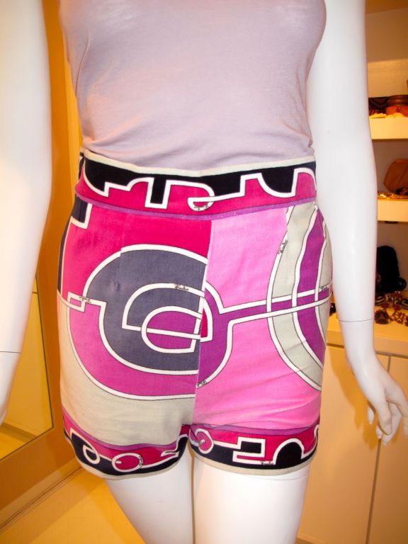 Hot and One of a Kind...1960's Pucci Cotton Velvet High Waist Shorts, in that signature 