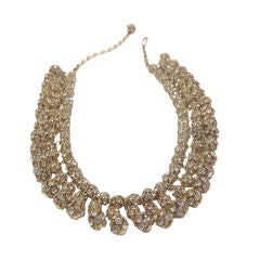 Vintage 1960
s Gold 
Crystal Beaded Dangle Necklace