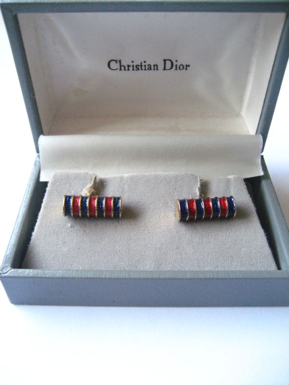 Christian Dior 1970's Enameled Cuff Links